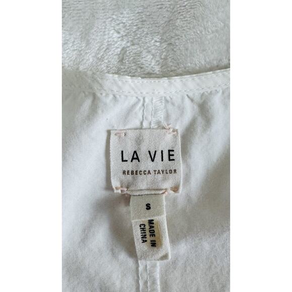 Rebecca Taylor La Vie Women Size S White Cotton Eyelet Scalloped Hem Shirt Dress - Picture 6 of 10